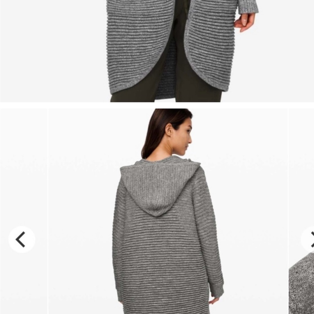 Lululemon As Promised Elegant Heather Gray Hooded Cardigan Medium - Picture 2 of 10